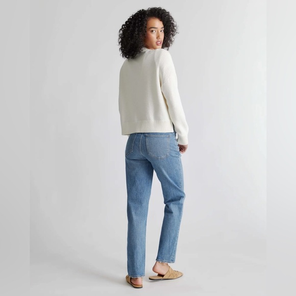 Quince 100% Organic Cotton Cropped Cardigan Faux Tortoise Buttons Size Medium - Picture 16 of 16